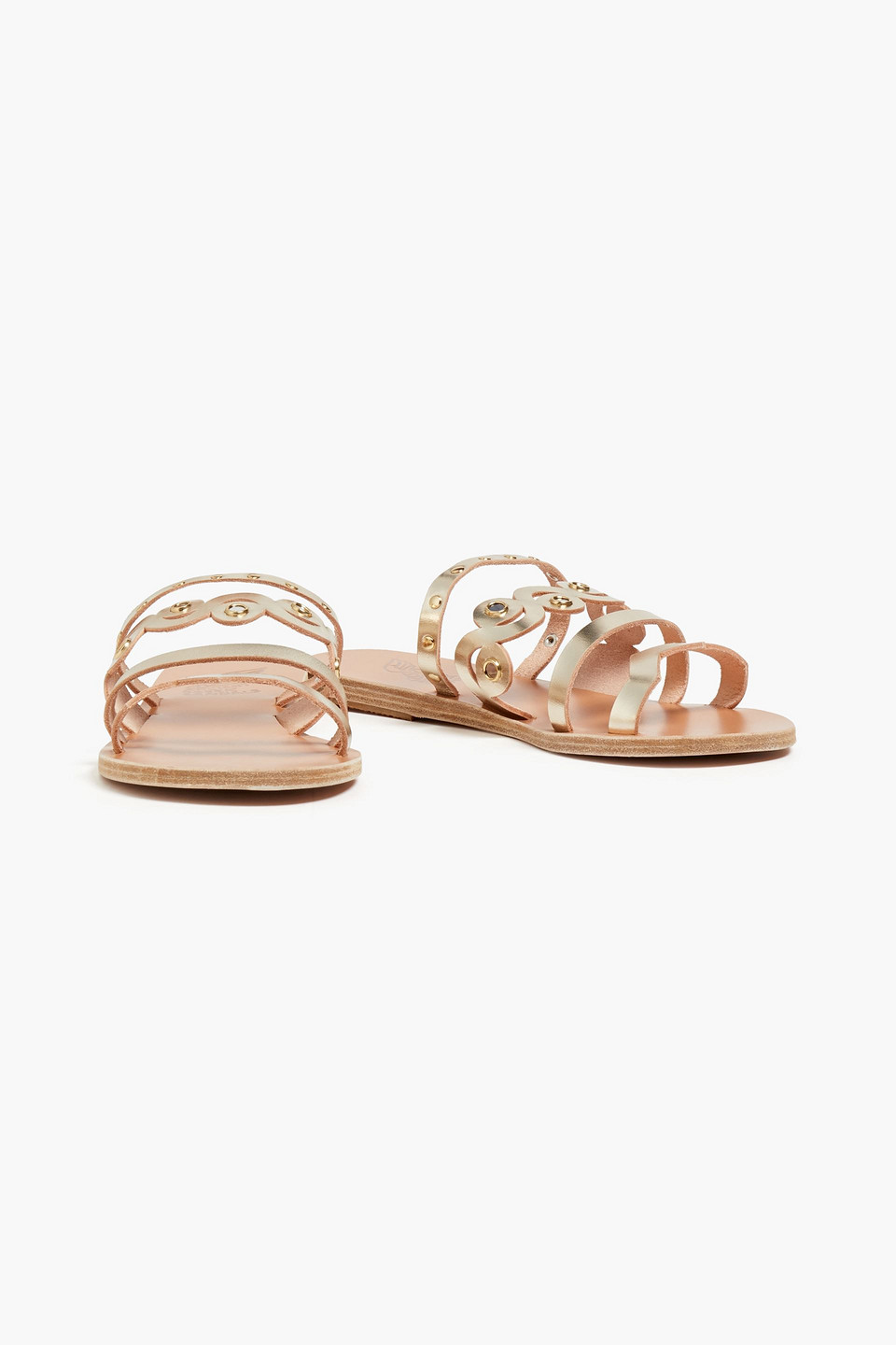 Ancient Greek Sandals Meltemi Embellished Leather Sandals In Platinum
