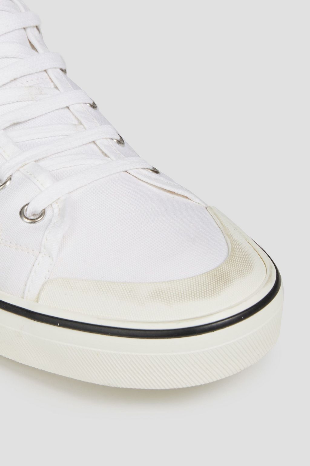 IRO Cadet leather-trimmed distressed canvas high-top sneakers