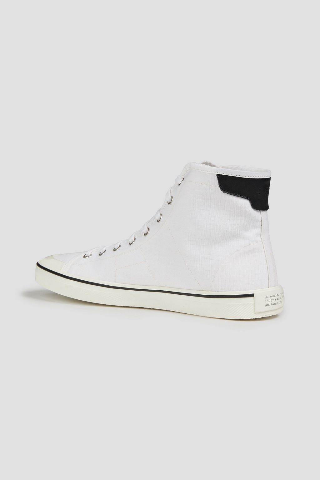 IRO Cadet leather-trimmed distressed canvas high-top sneakers