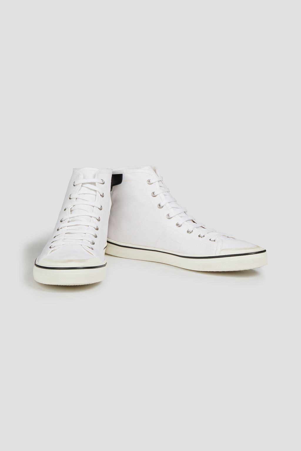 IRO Cadet leather-trimmed distressed canvas high-top sneakers