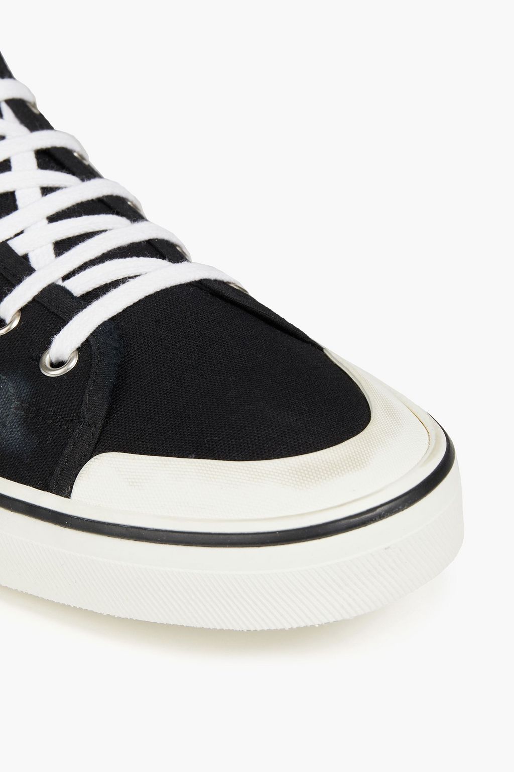 IRO Cadet leather-trimmed distressed canvas high-top sneakers