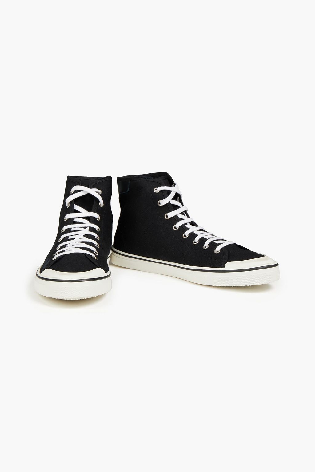 IRO Cadet leather-trimmed distressed canvas high-top sneakers