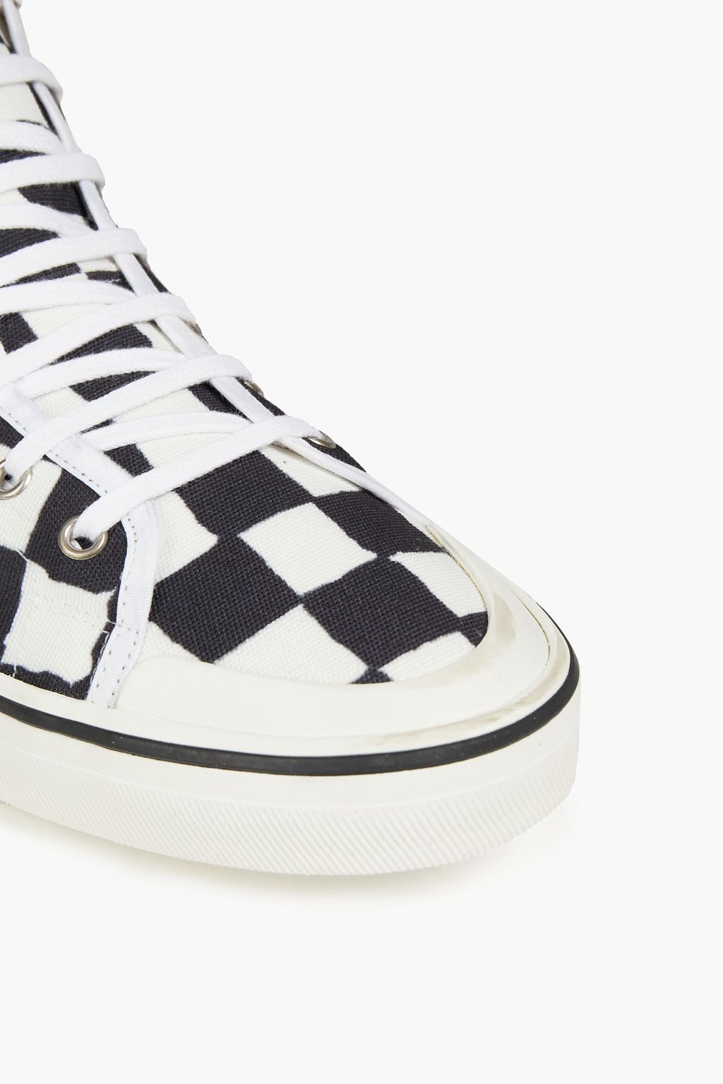 IRO Cahill distressed checked canvas high-top sneakers