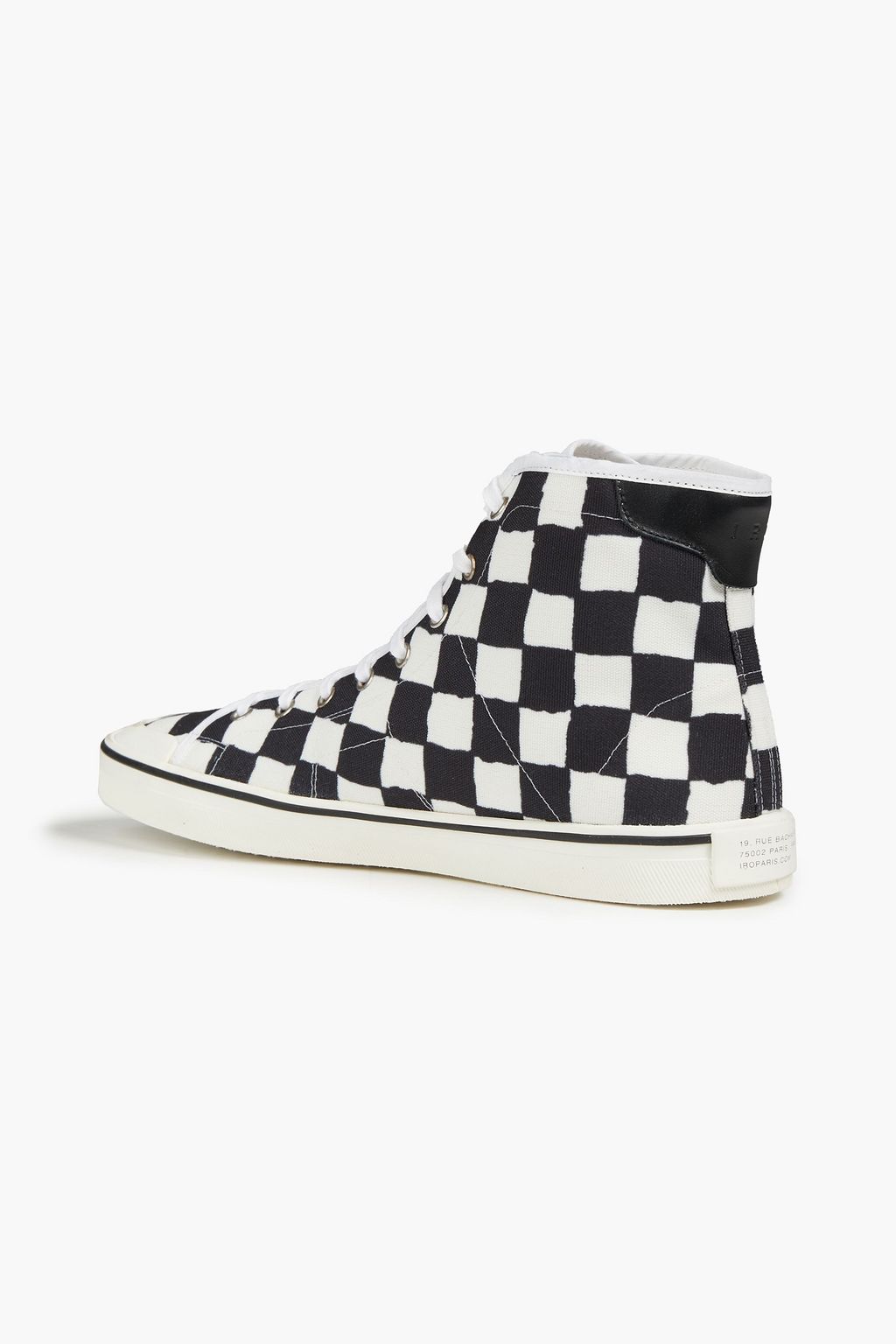 IRO Cahill distressed checked canvas high-top sneakers