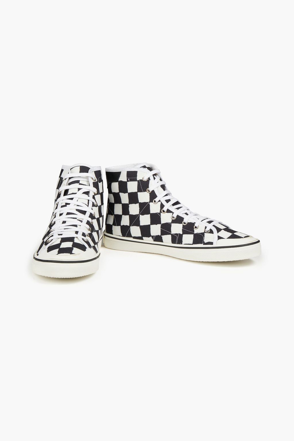IRO Cahill distressed checked canvas high-top sneakers