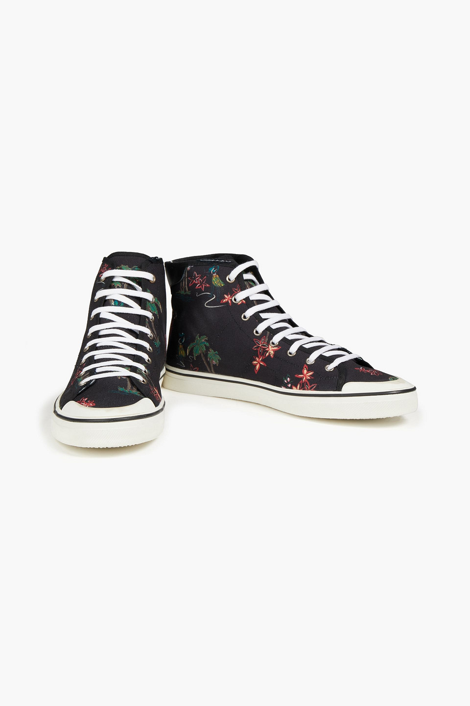 Iro Man Clanton Distressed Printed Canvas High-top Trainers In Black