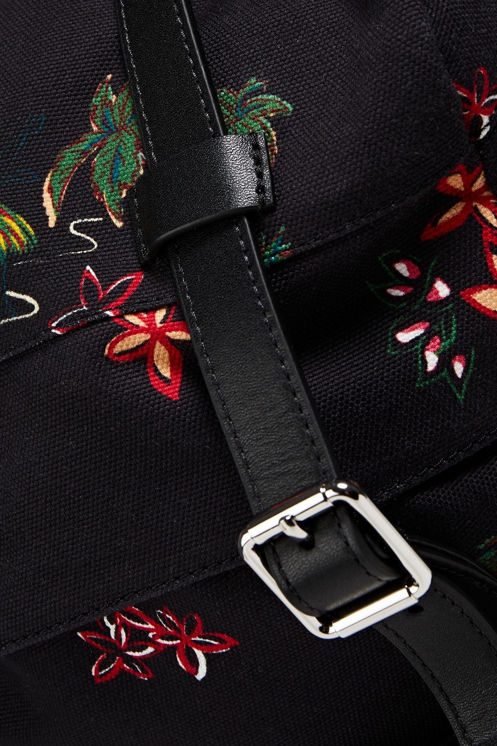 IRO Kurtis leather-trimmed printed cotton-canvas backpack