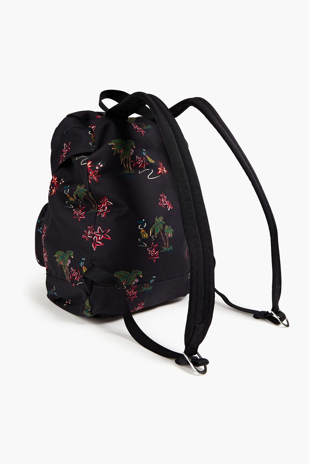 IRO Kurtis leather-trimmed printed cotton-canvas backpack