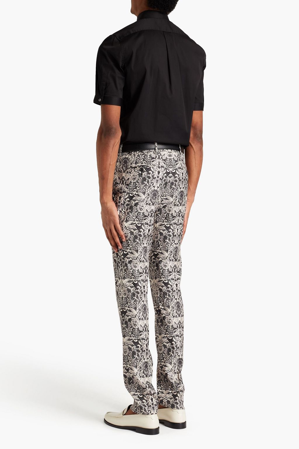 MCQUEEN Slim-fit printed wool and silk-blend suit pants