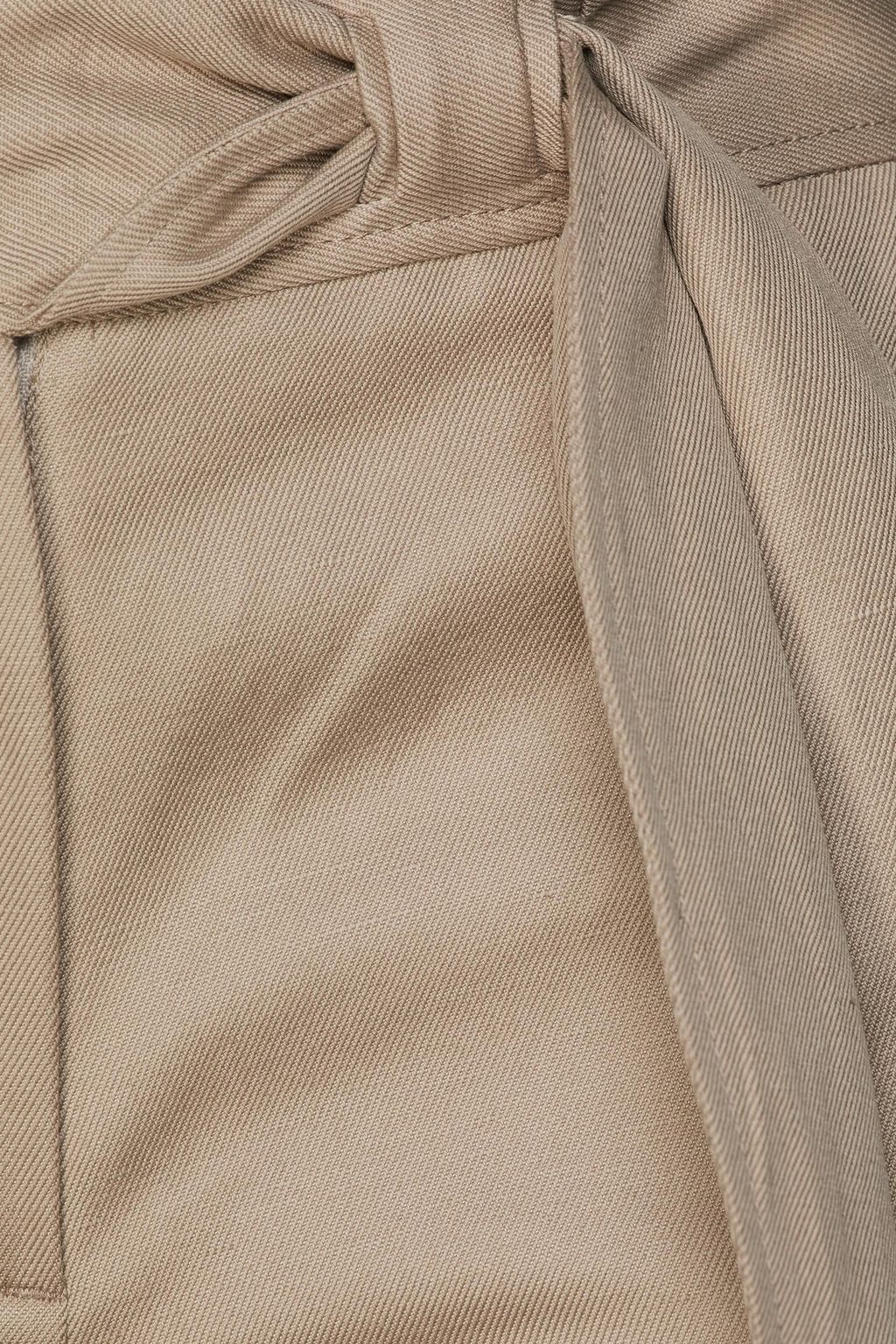 MSGM Belted cotton and linen-blend twill straight-leg pants