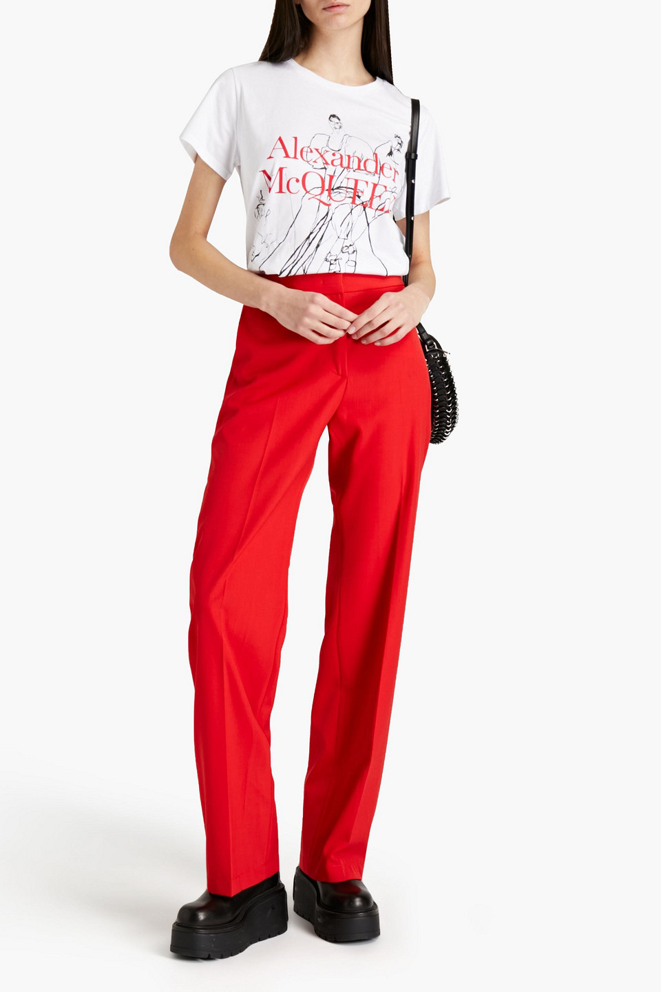 Msgm Wool-blend Crepe Straight-leg Trousers In Red