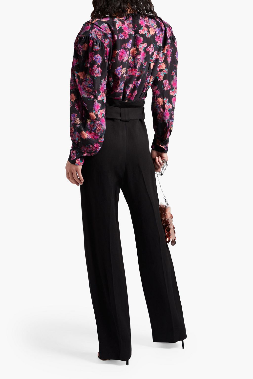 IRO Tool pleated printed silk crepe de chine top