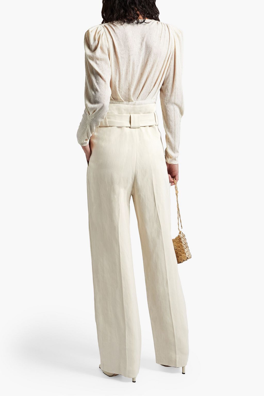 IRO Apollonia belted pleated twill straight-leg pants