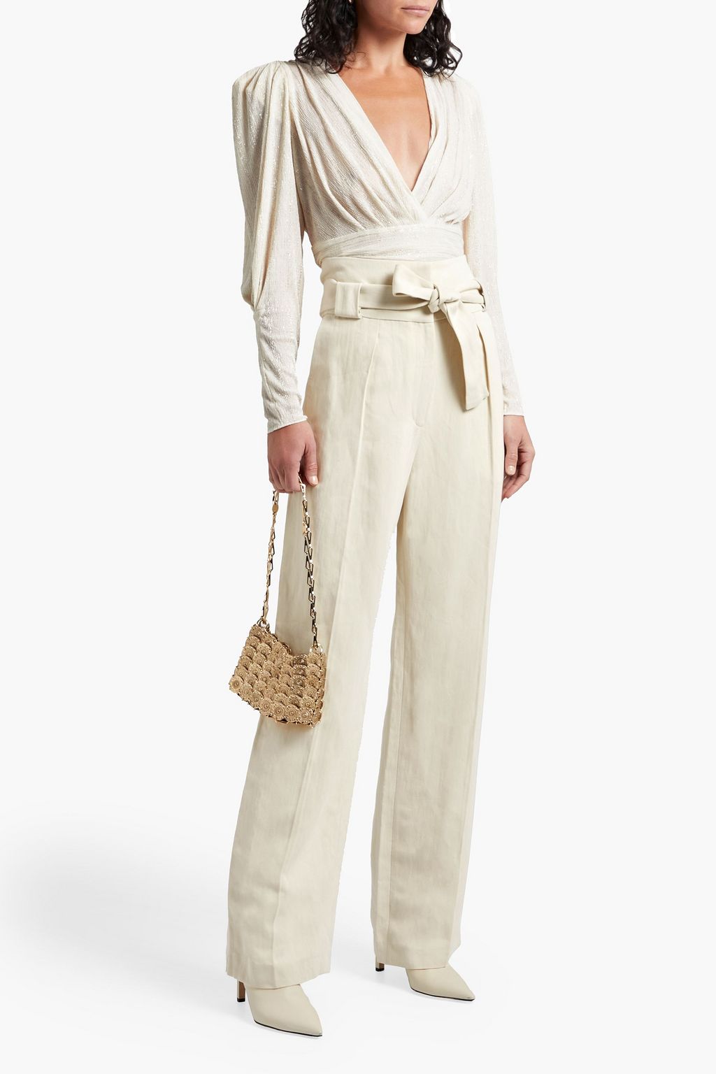 IRO Apollonia belted pleated twill straight-leg pants