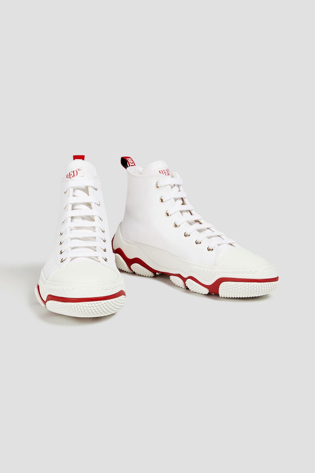 RED(V) Logo-print canvas high-top sneakers