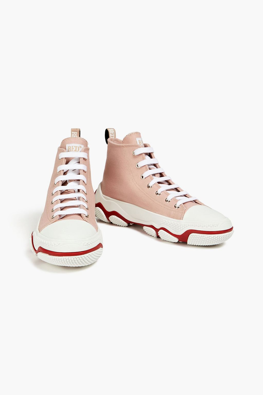 RED(V) Logo-print canvas high-top sneakers