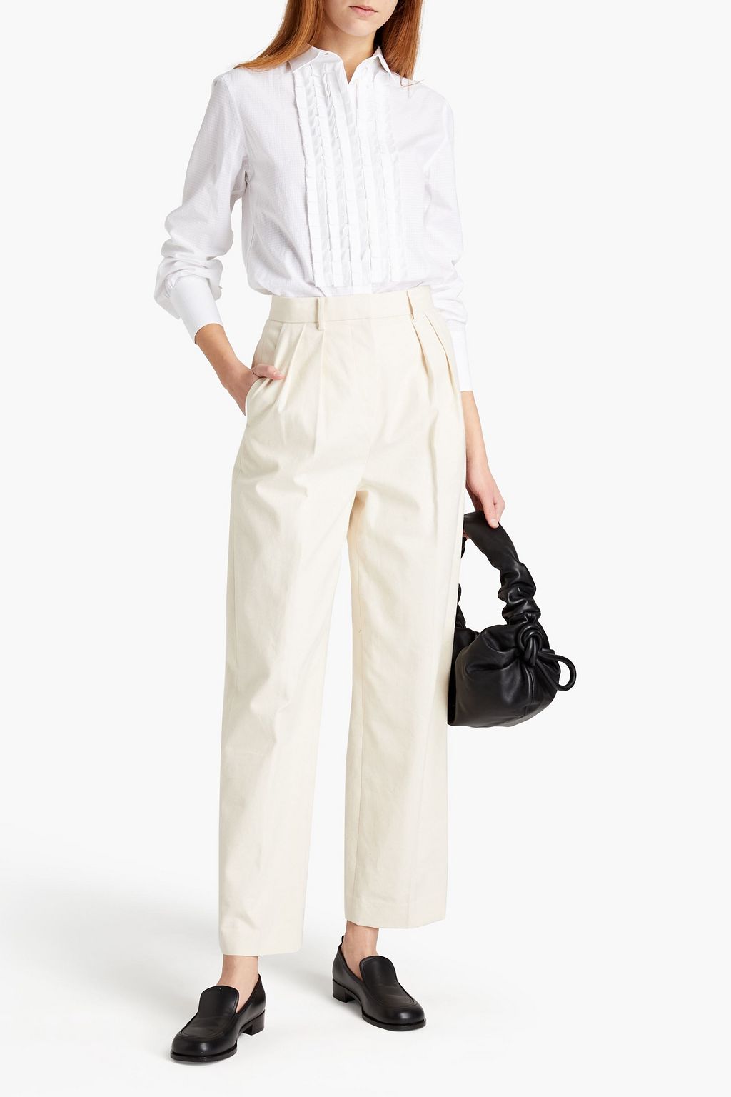 OFFICINE GÉNÉRALE Laetica pintucked gingham cotton-poplin shirt