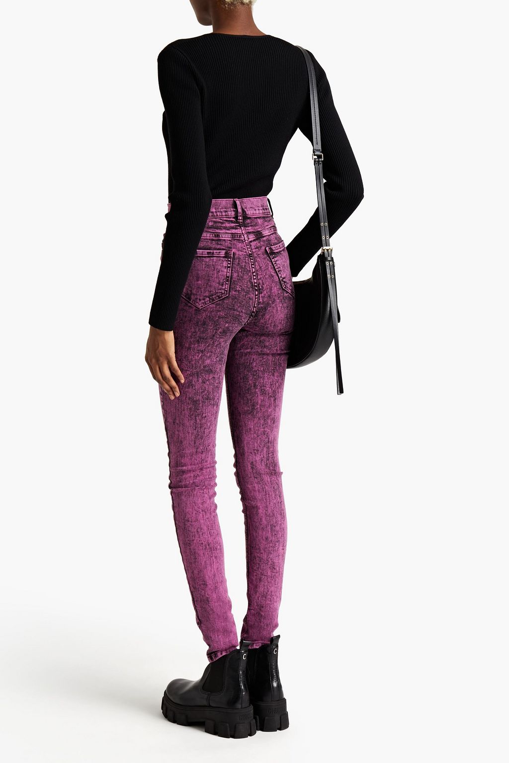REDVALENTINO Acid-wash high-rise skinny jeans