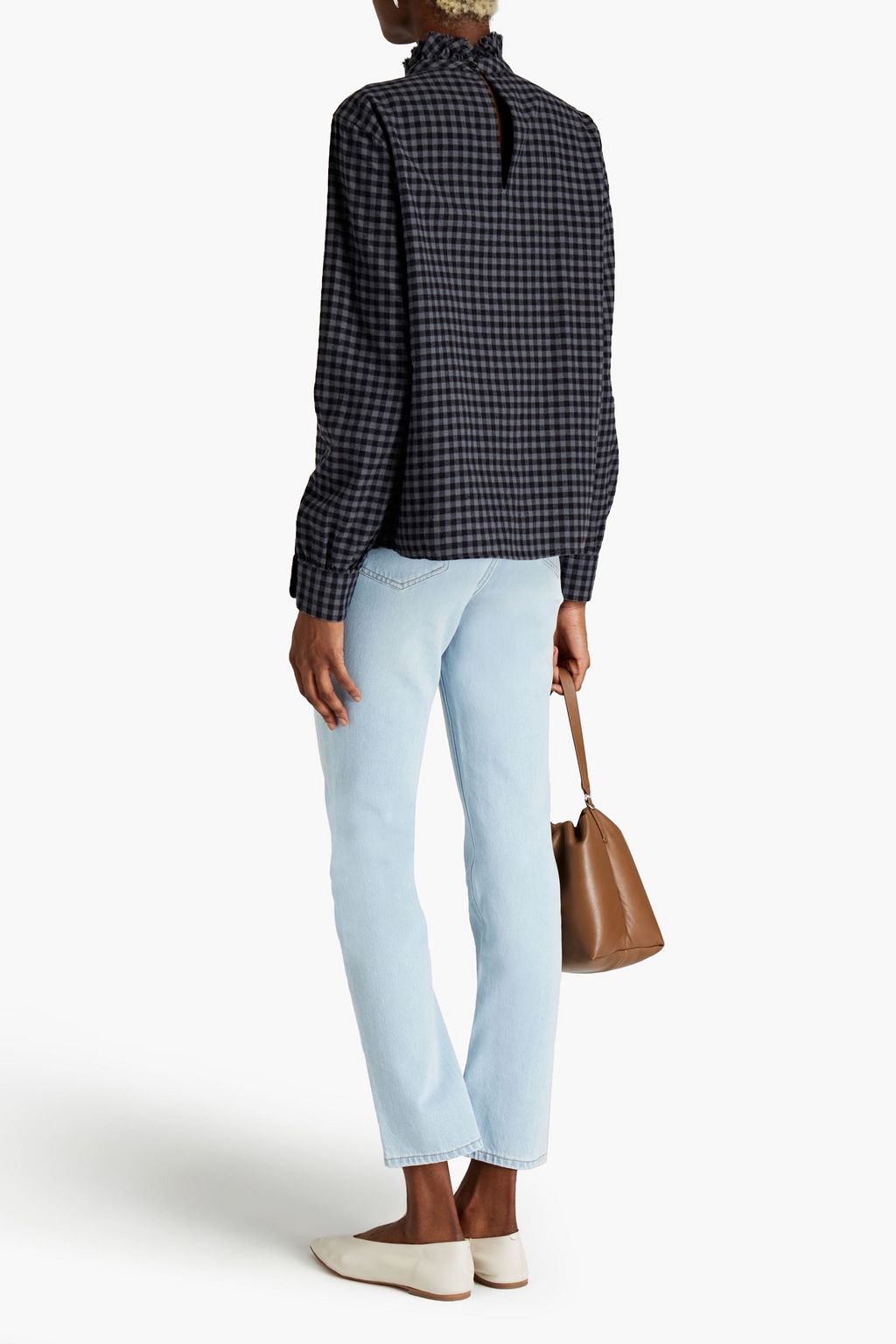 OFFICINE GÉNÉRALE Sofia gathered gingham cotton blouse
