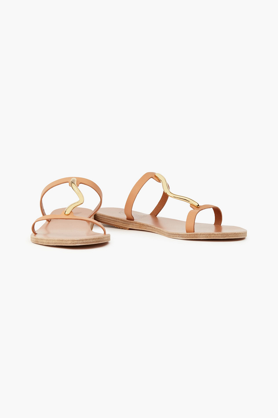 Ancient Greek Sandals Danae Appliquéd Leather Slides In Neutrals