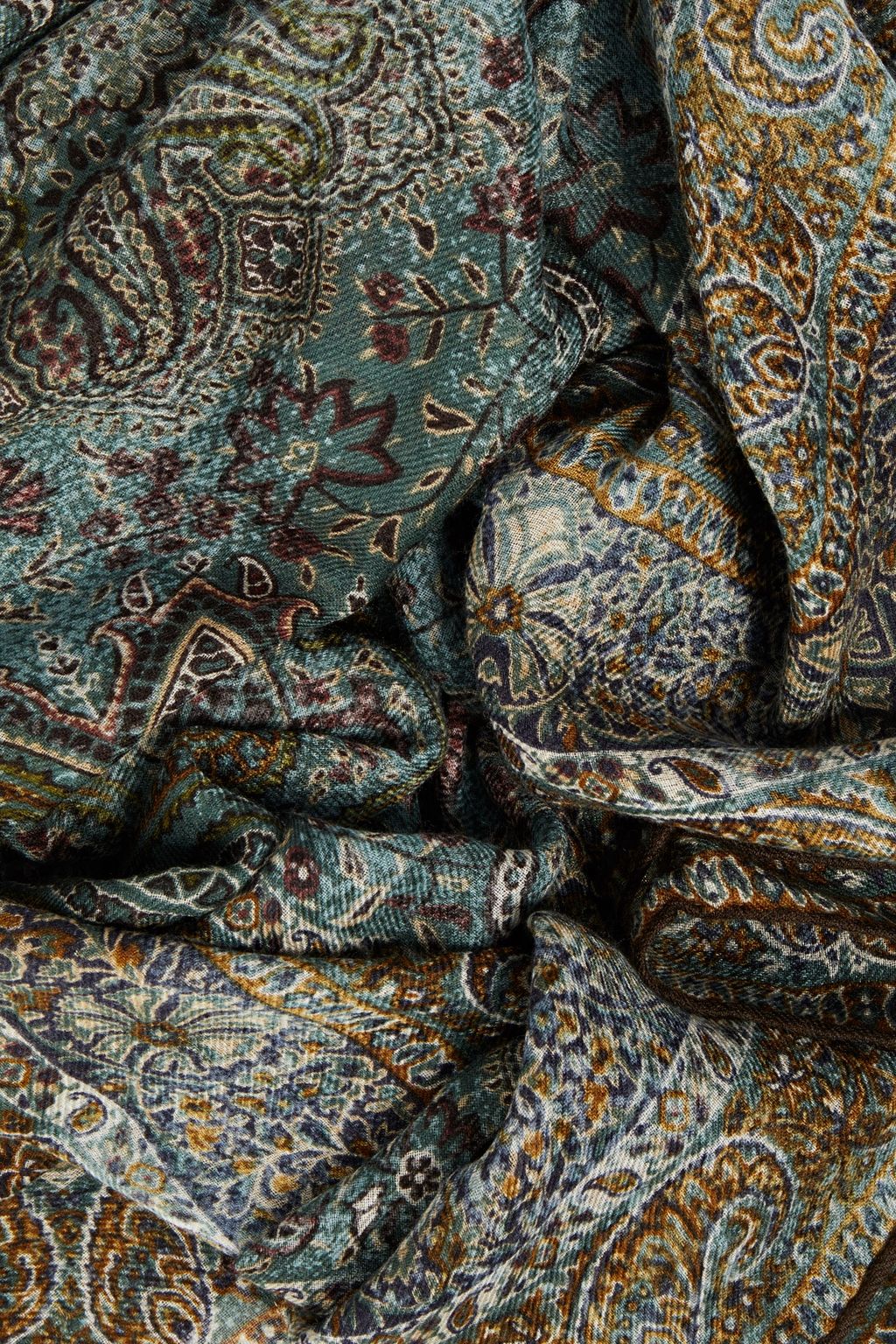 LORO PIANA Printed cashmere and silk-blend twill scarf