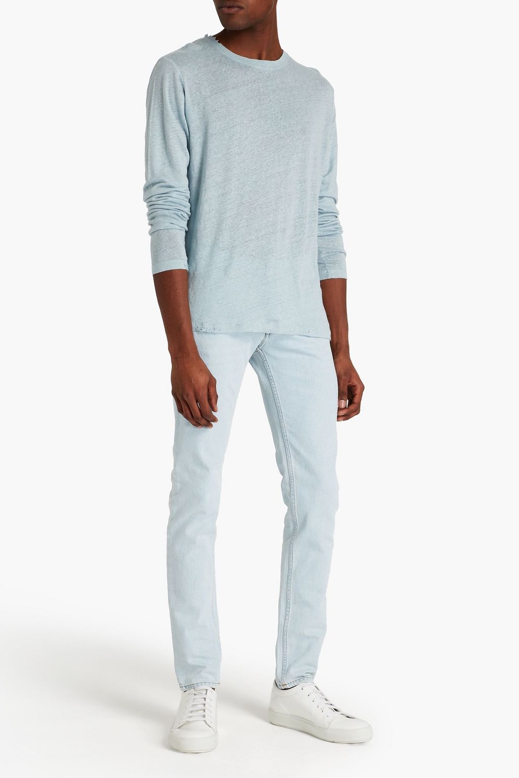 IRO Daryl distressed mélange slub linen T-shirt
