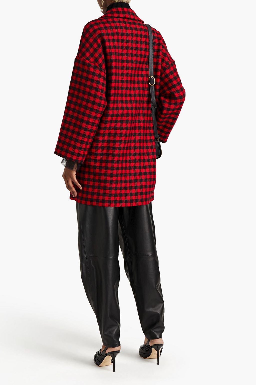 REDVALENTINO Double-breasted gingham wool-blend jacquard coat