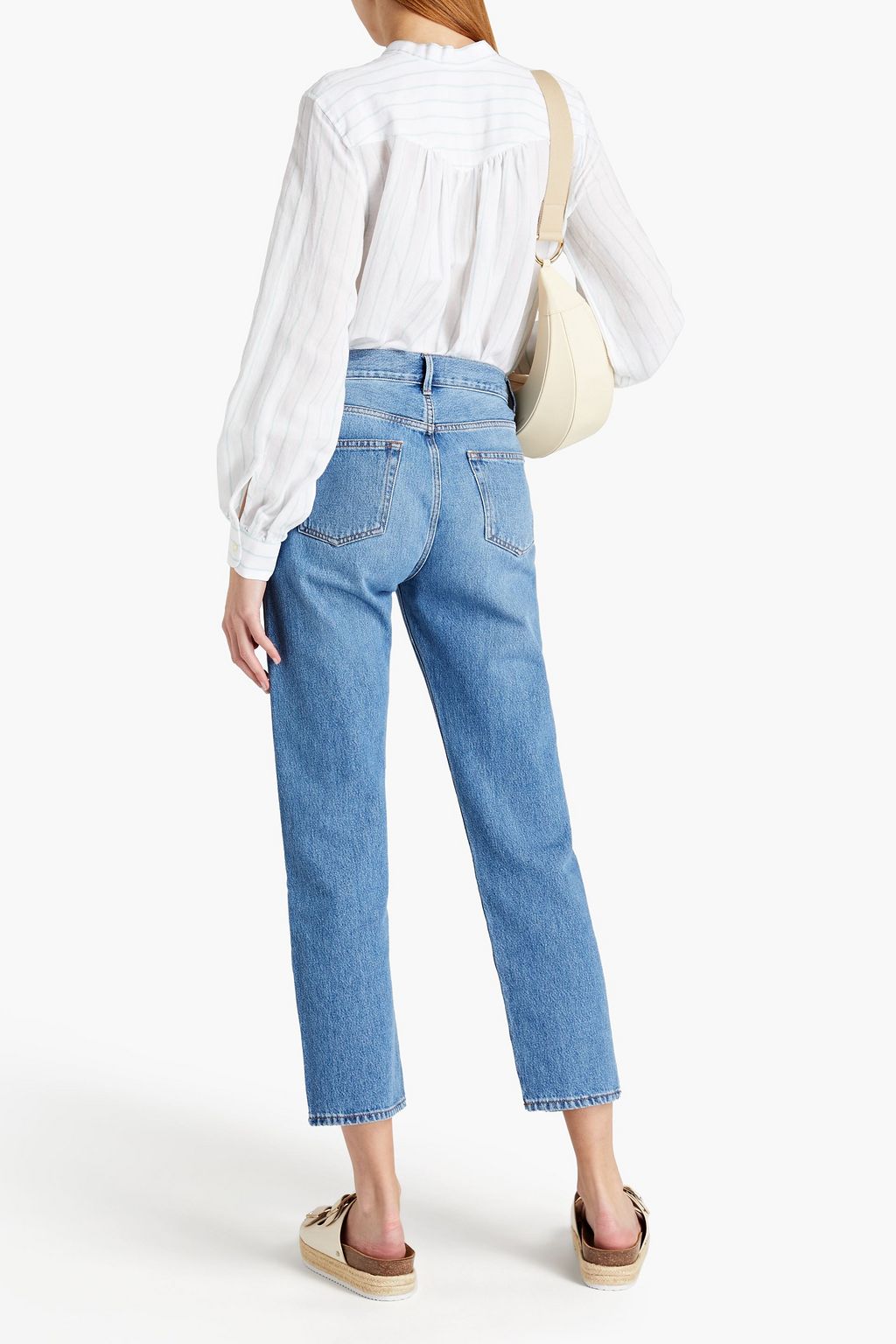OFFICINE GÉNÉRALE Jenny lace-trimmed striped gauze shirt