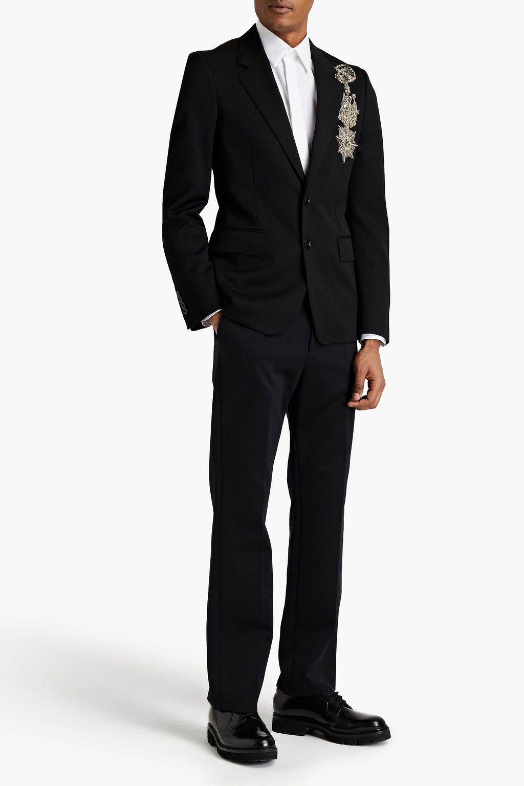 ALEXANDER MCQUEEN Slim-fit embellished wool-twill blazer