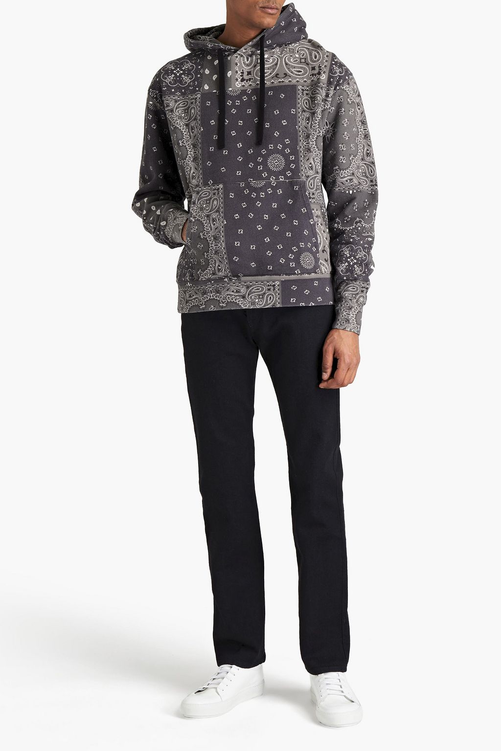 IRO Balanda patchwork-effect printed cotton-fleece hoodie