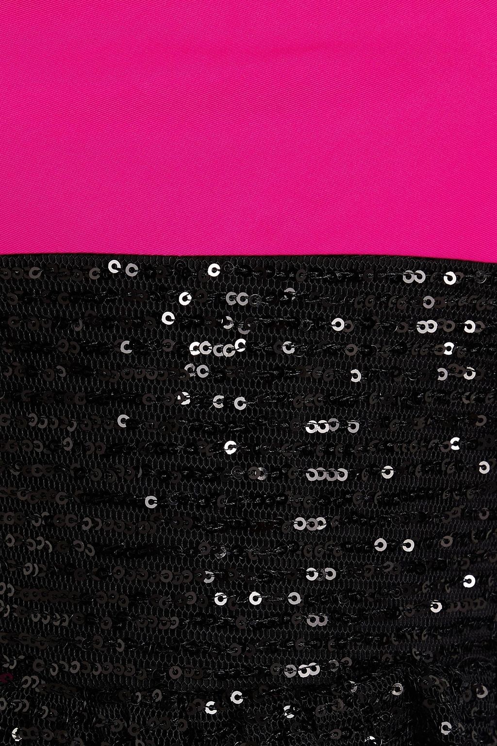 REDVALENTINO Tiered paneled embellished sequined mesh, point d'esprit and twill midi dress