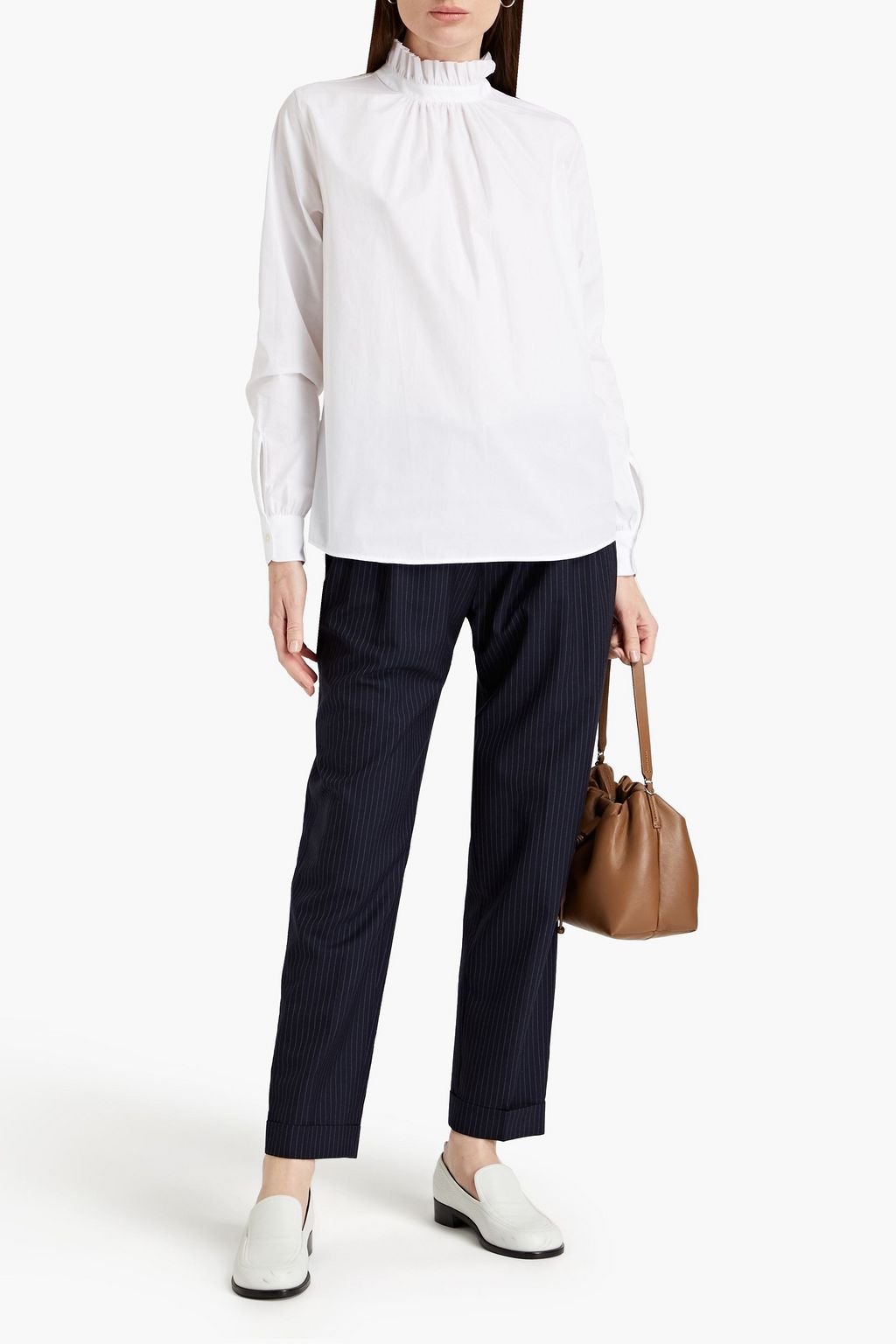 OFFICINE GÉNÉRALE Sofia ruffle-trimmed cotton-poplin shirt