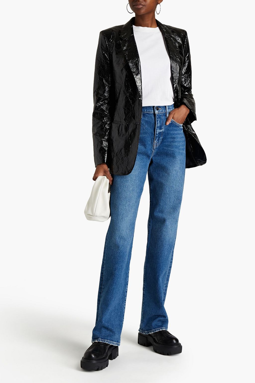 HELMUT LANG Coated crinkled shell blazer