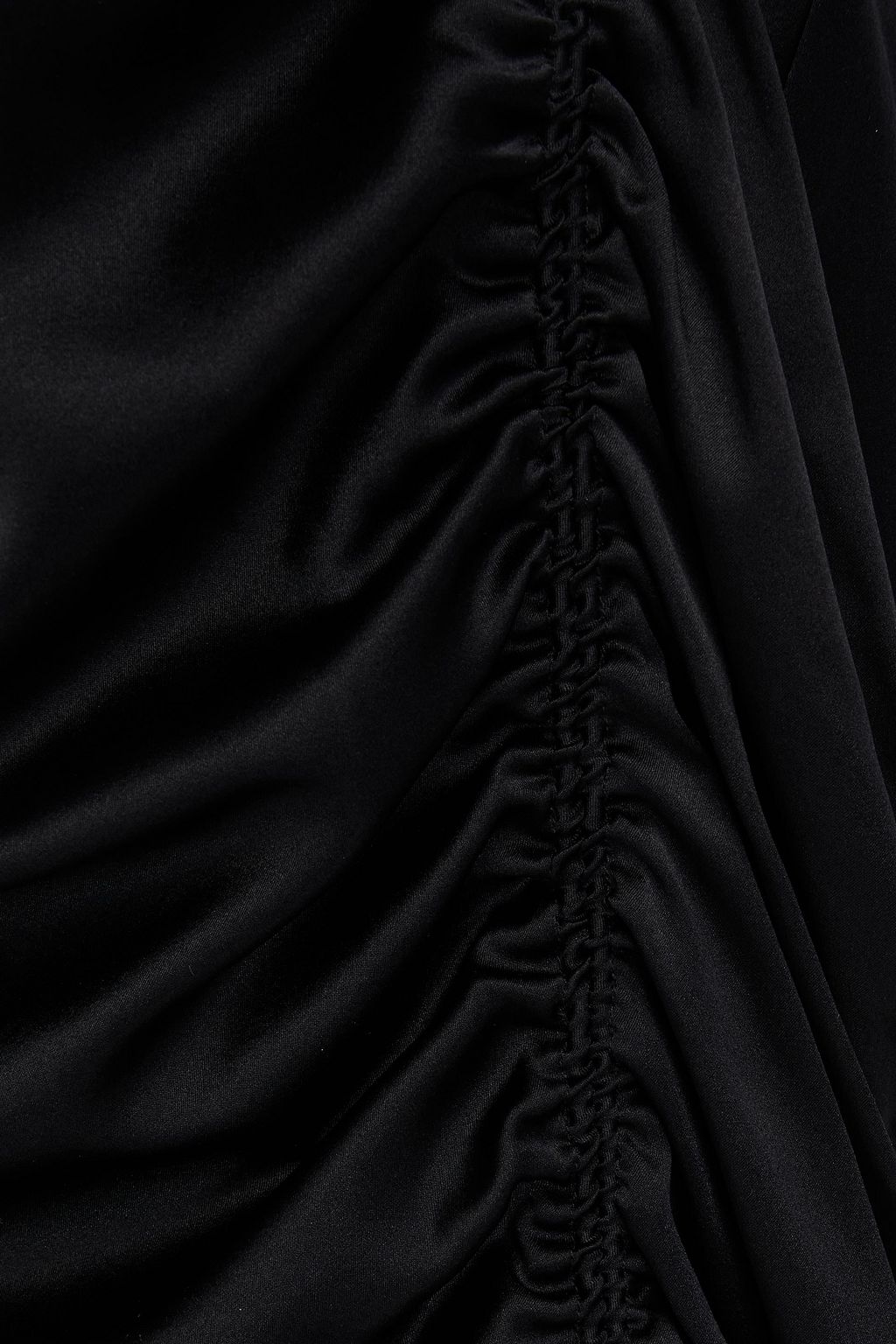 HELMUT LANG فستان متوسط الطول غير متماثل من الساتان والحرير المخلوط ومميّز بثنيات