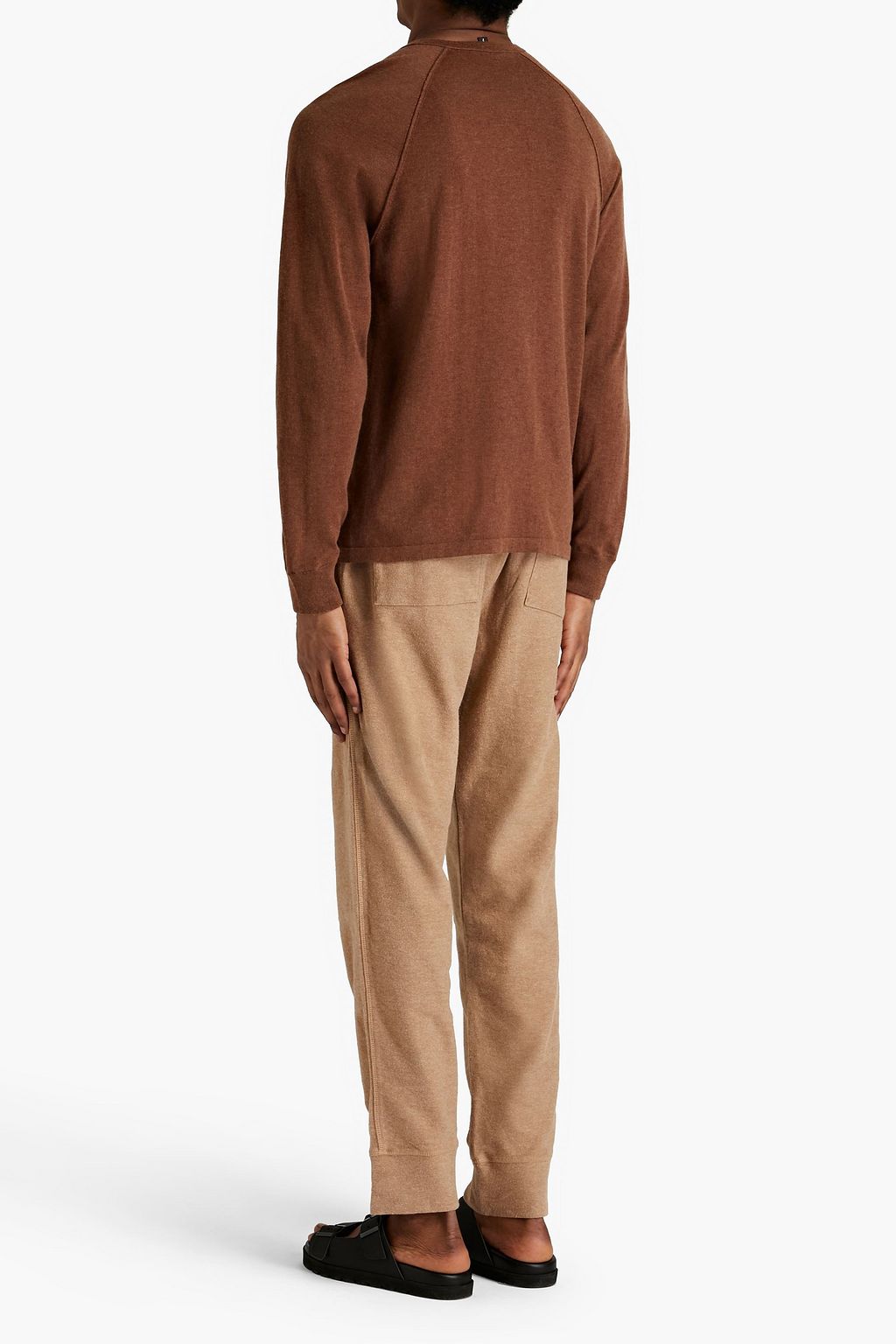 JAMES PERSE Cotton and cashmere-blend Henley sweater