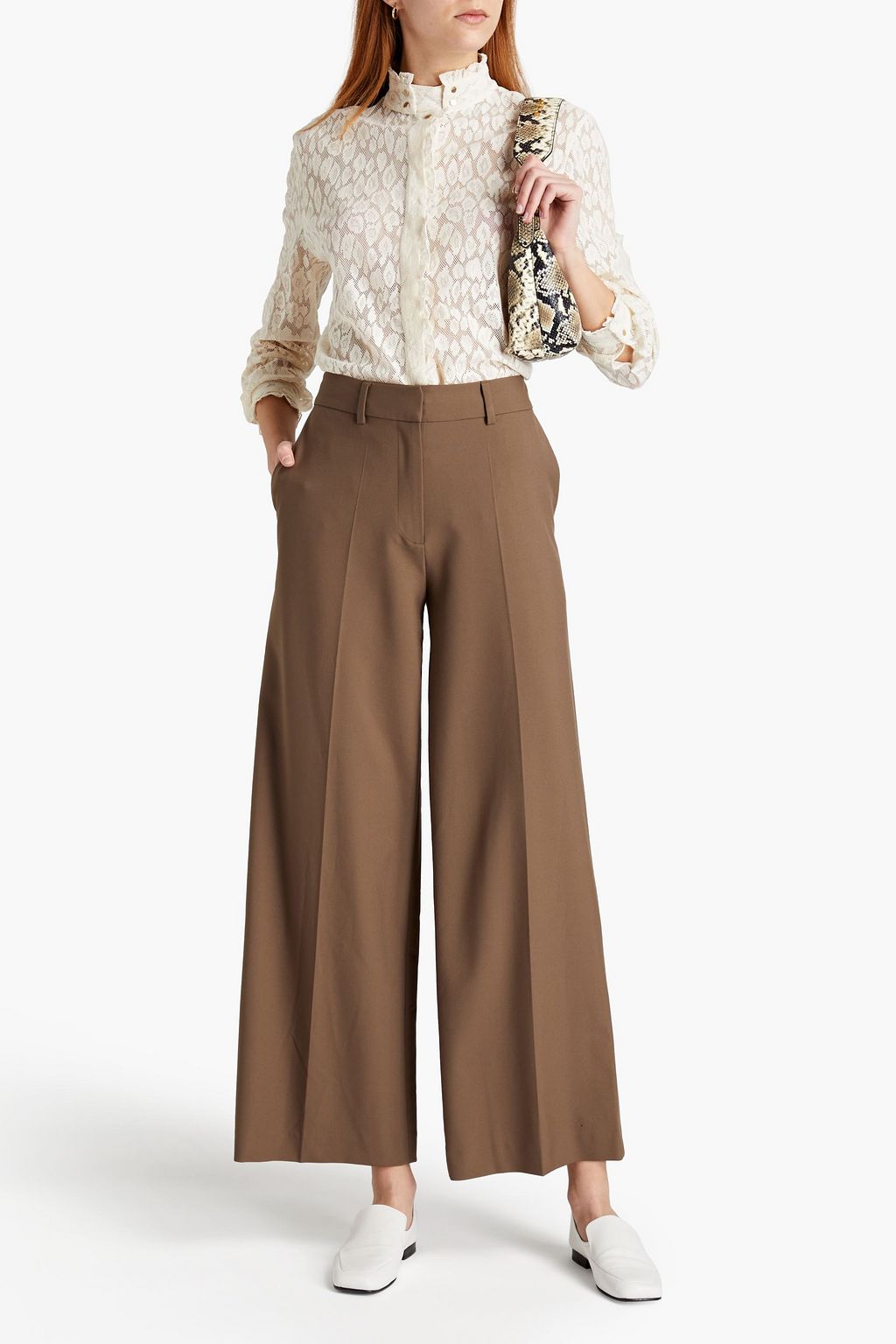 OFFICINE GÉNÉRALE Melody ruffle-trimmed cotton-blend lace blouse