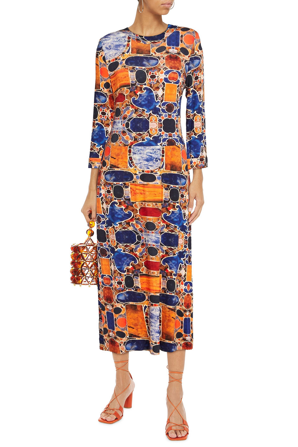 Rhode Lily Printed Jersey Midi Dress In Multi