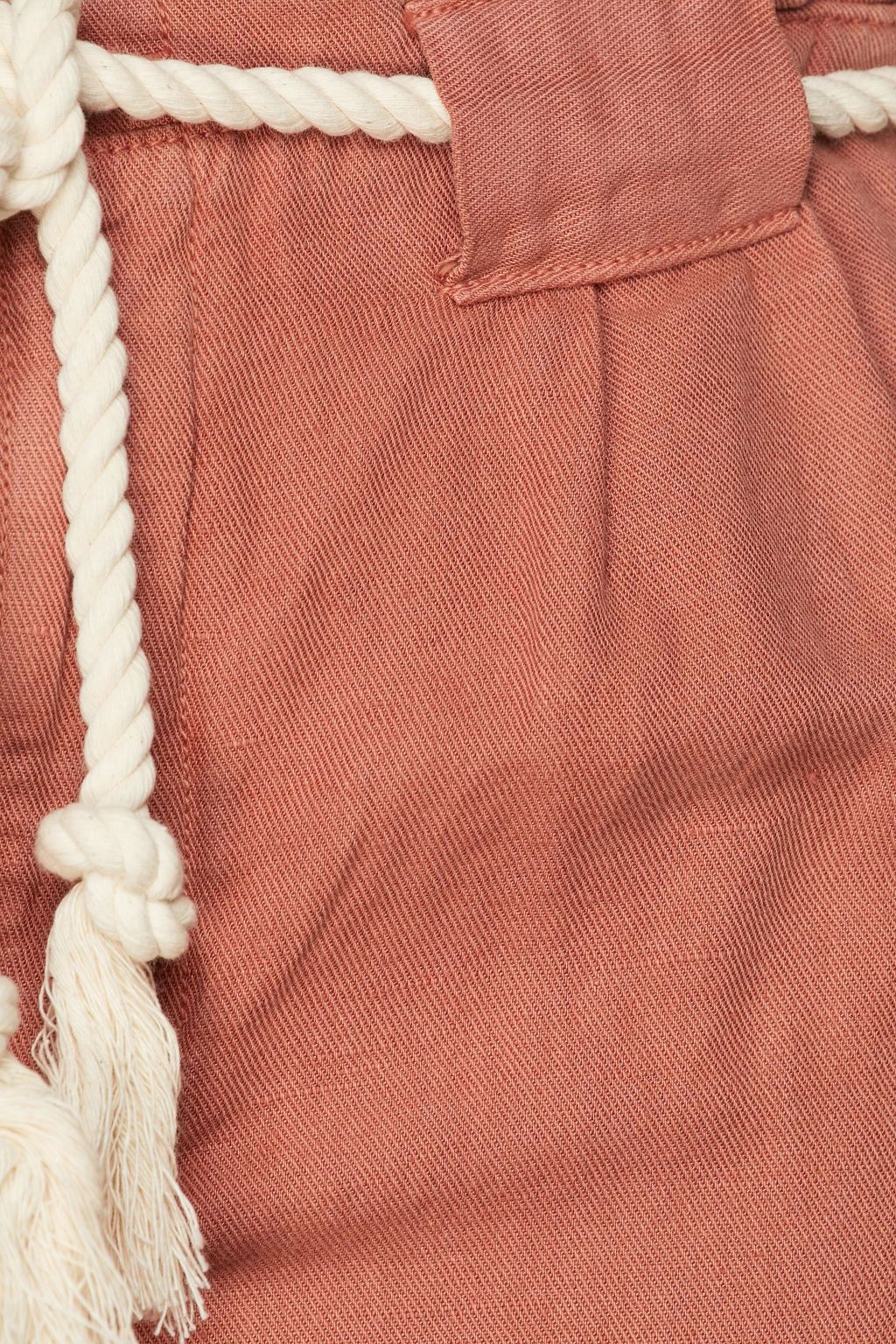 VERONICA BEARD Karter belted cotton and linen-blend twill tapered pants