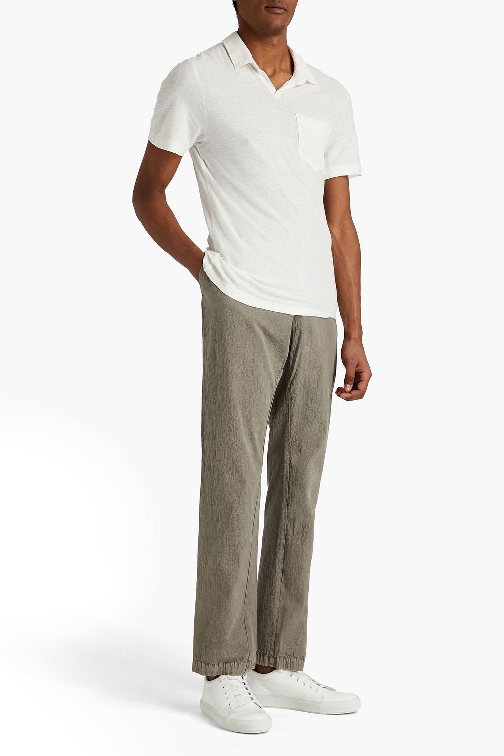JAMES PERSE Slub cotton and linen-blend Henley T-shirt
