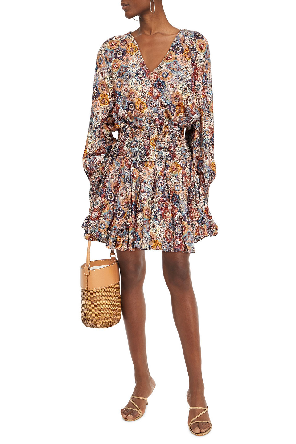 Rhode Olivia Shirred Floral-print Tencel Dress In Multi