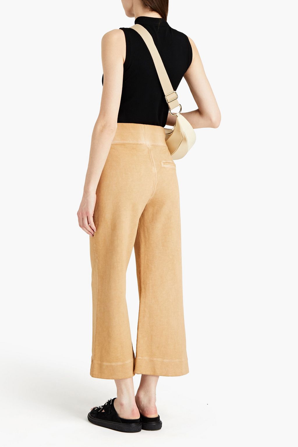 VERONICA BEARD Hartley cropped French Pima cotton-terry track pants