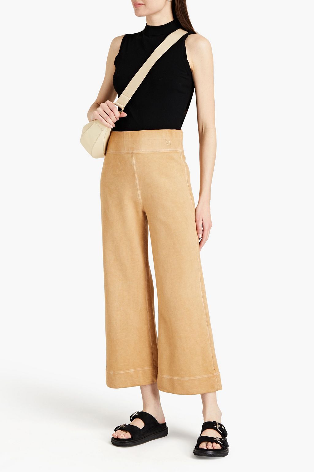 VERONICA BEARD Hartley cropped French Pima cotton-terry track pants
