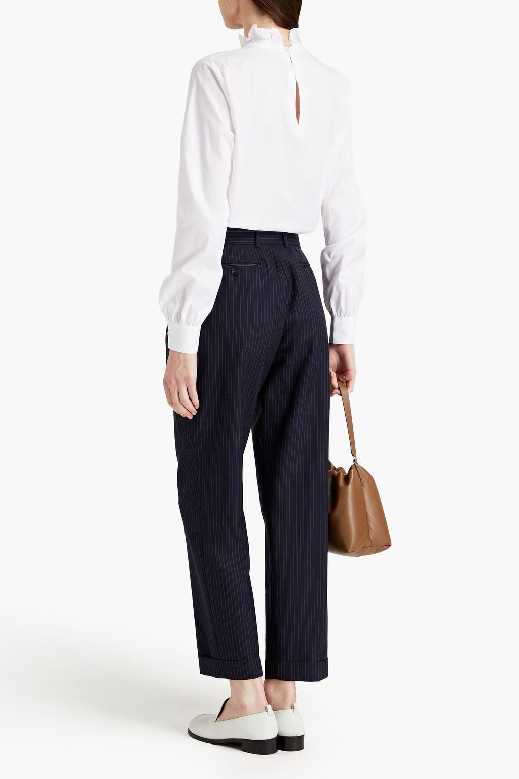 OFFICINE GÉNÉRALE Pierre pinstriped wool-crepe tapered pants