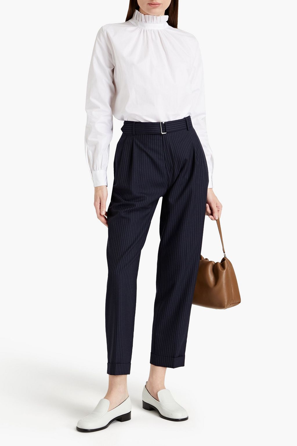 OFFICINE GÉNÉRALE Pierre pinstriped wool-crepe tapered pants