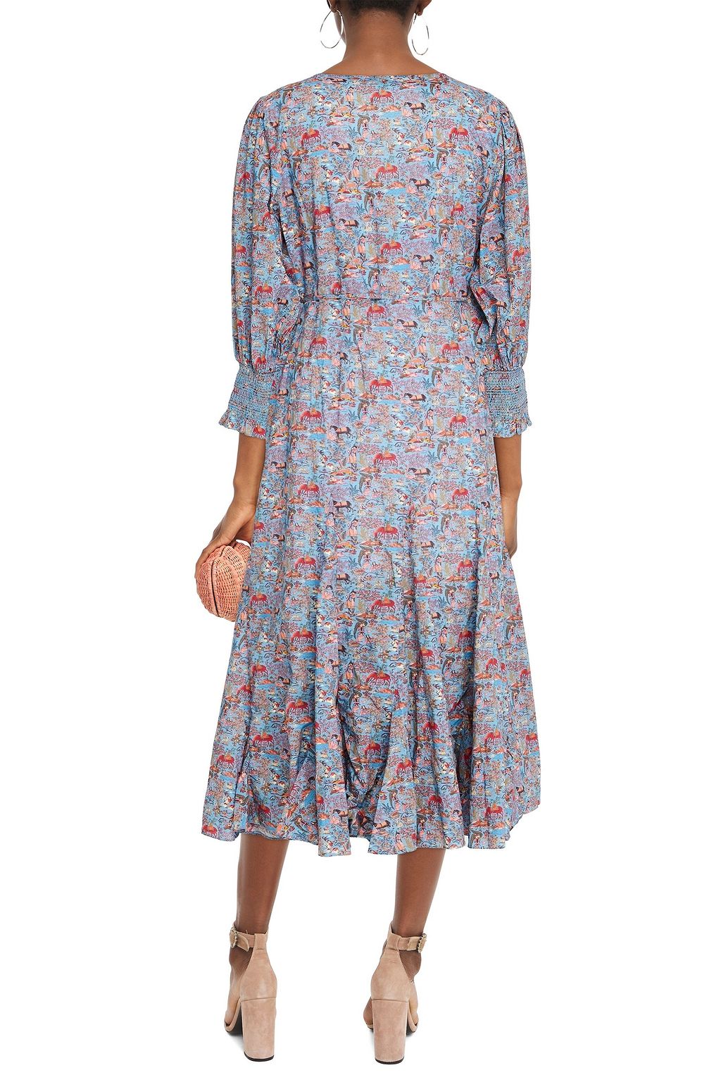 RHODE Fifi printed cotton midi wrap dress
