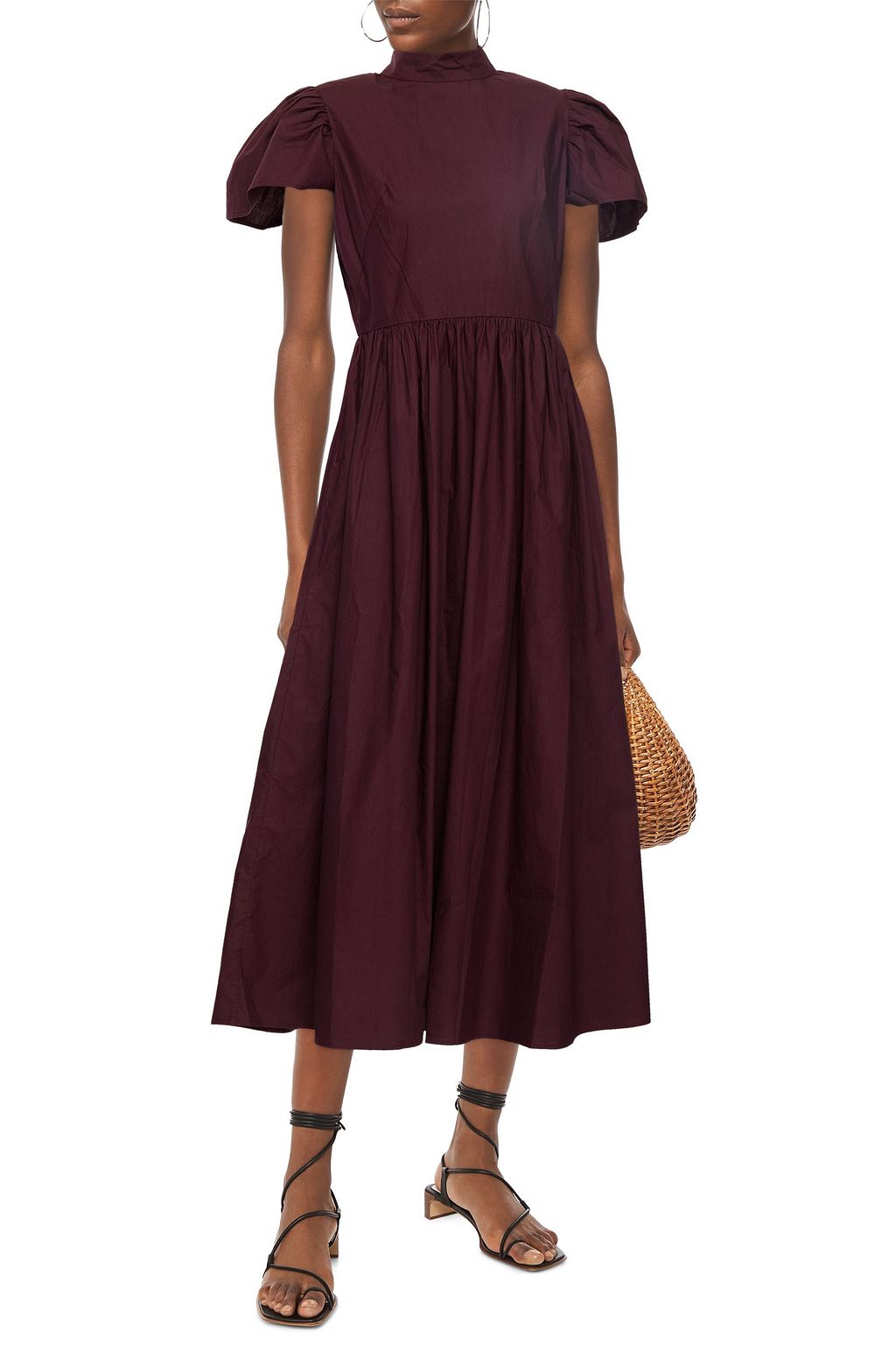 RHODE Heidi gathered cotton midi dress