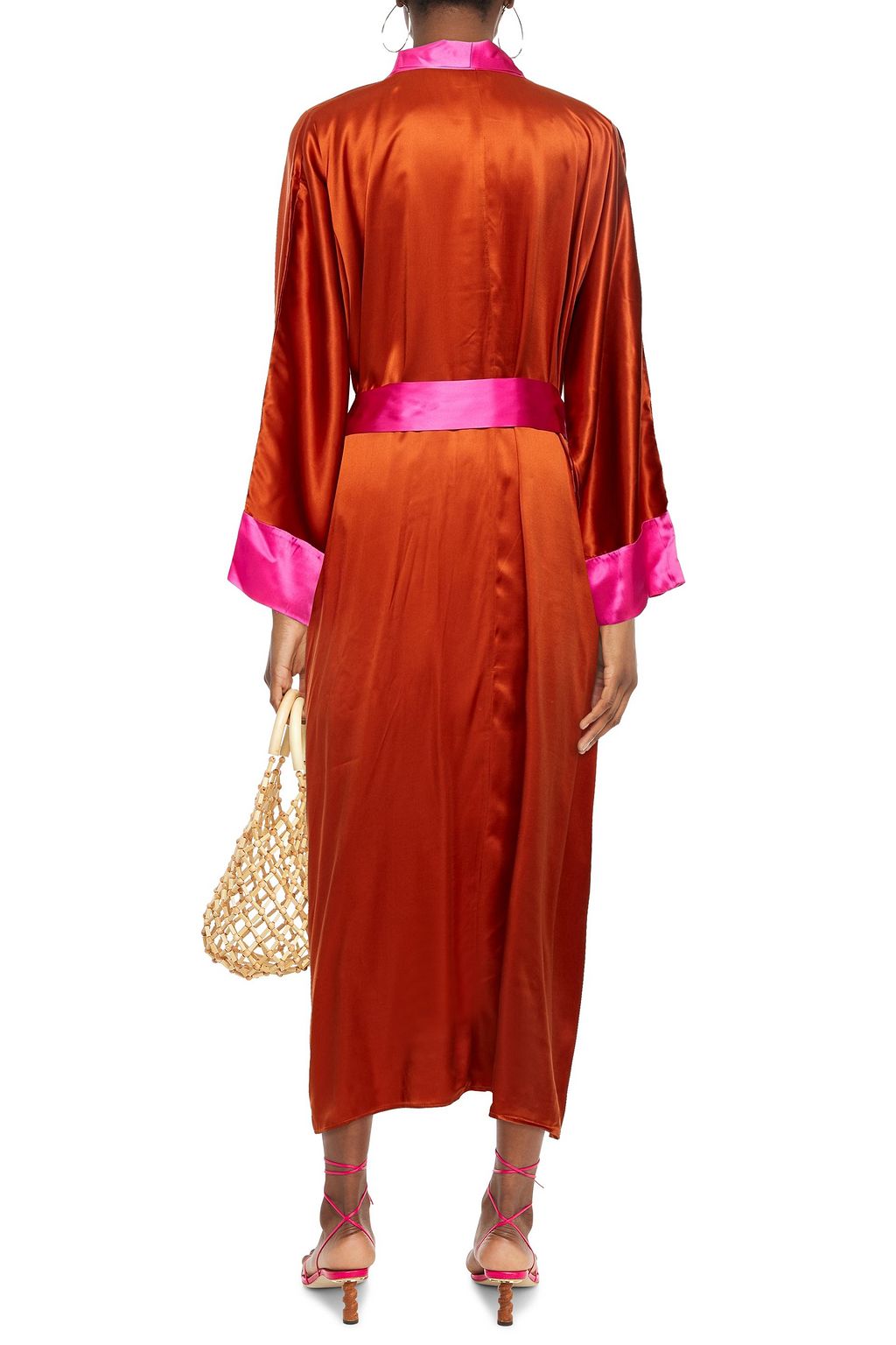 RHODE Anais belted two-tone silk-blend satin kimono