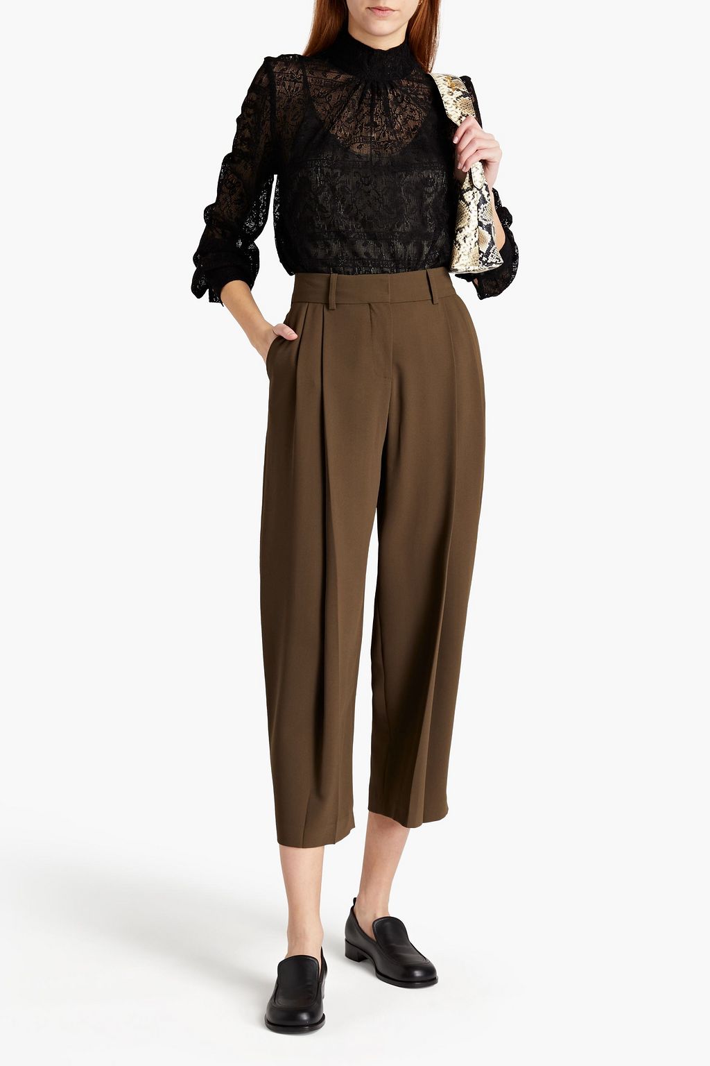 OFFICINE GÉNÉRALE Gabrielle gathered cotton-blend lace blouse