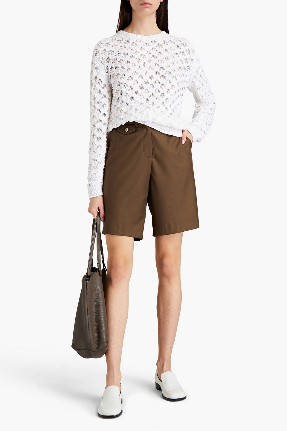 Theory Crochet-knit Cotton-blend Jumper In White