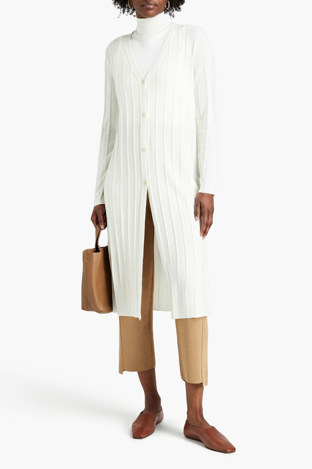 THEORY Ribbed merino wool cardigan